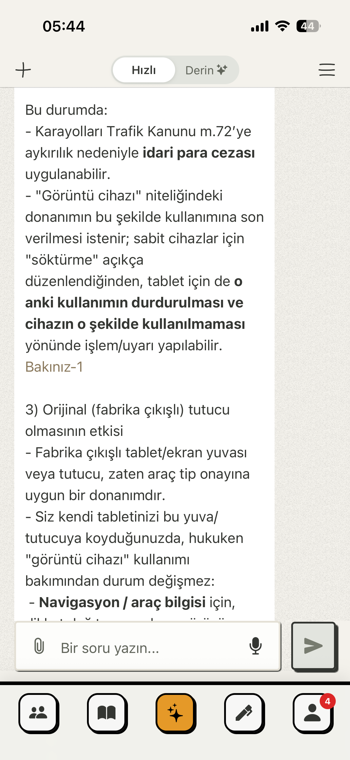 Avukatım YZ hukuk asistanında kaynak atıflarıyla hazırlanmış yanıt ekranı